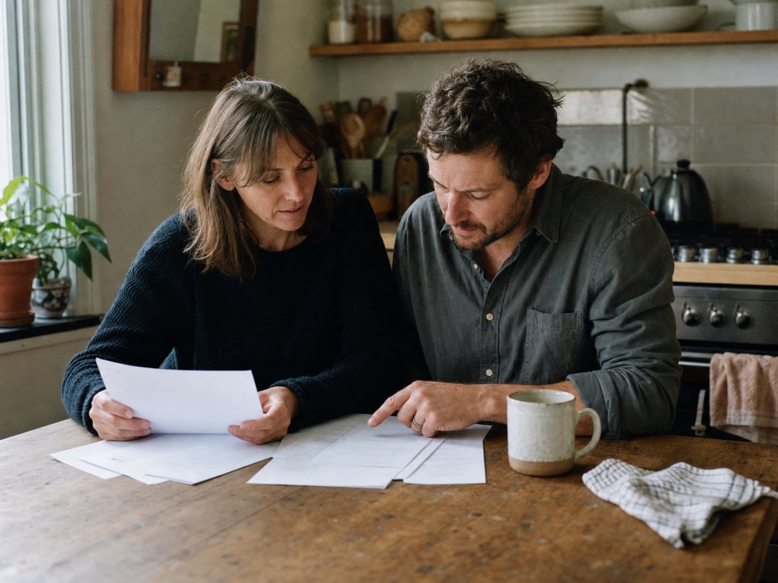 A couple reviewing their plan together at home